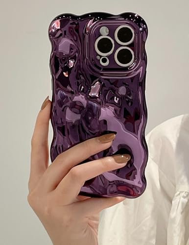 JANDM Case for iPhone 13 Pro Max,3D Wave Bubble Shape Ripple Chrome Pattern Soft Non-Yellowing Bumper Case Glitter Shiny Camera Shockproof Women Girls Cover Case for iPhone 13 Pro Max -Purple