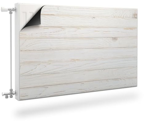 Muralo Radiator Cover, Magnetic Radiator Cover for Panel Radiators Made of Steel or Sheet Metal - Odourless and Safe for Health - White Horizontal Planks Width 90 cm x Height 60 cm