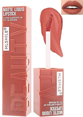 Matte Liquid Lipstick,1Pcs High Pigmented Color Lip Stain Tint,Super Velvet Matte Lip Gloss, Up to 16H Wear, Long Lasting Waterproof Smudge-proof Non Sticky Lip Gloss Makeup, Gift for Women -02#Orange