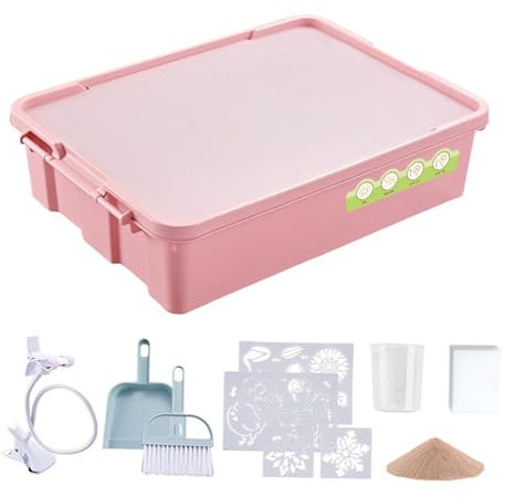 Baoblaze Sandmalerei-Leuchtkasten, Leuchttisch für Kinder, kreative kognitive Sandmalerei-Sets, DIY für Licht-Imagination-Klassenzimmer, Pink Fortgeschritten