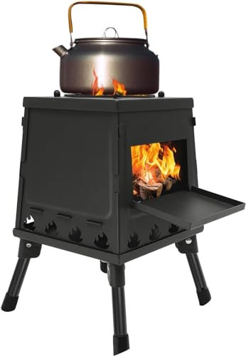 Estufa de tienda de campaña, estufa de gas para camping con 16 ventilaciones, para exteriores, calefacción de tienda de campaña, estufa de camping, mini estufa de leña para cocinar