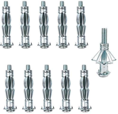 Wisebom Tasselli per cavità in metallo, M6 x 52 mm, zincati, resistenti, tasselli ad espansione in metallo, per fissaggio in cartongesso