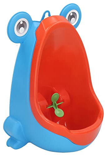 Potty Training Urinal for Boys, Cute Frog Standing Wall Mounted Urinal with Aiming Target and Suction Cup, Bathroom Toilet Pee Trainer for Kids Toddlers Children Boy (Blue)