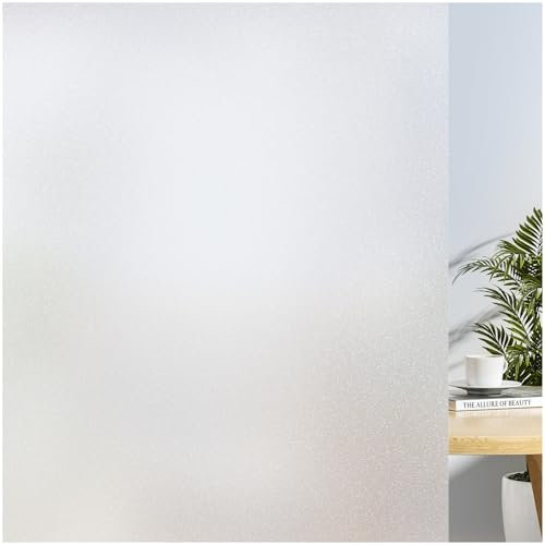 Windimiley Fensterfolie Blickdicht Sichtschutzfolie Fenster 115 x 200 cm Privatsphäre Glasfolie Innen Selbsthaftend Milchglasfolie Anti-UV Statisch Haftend ohne Kleber für Zuhause Büro Matt