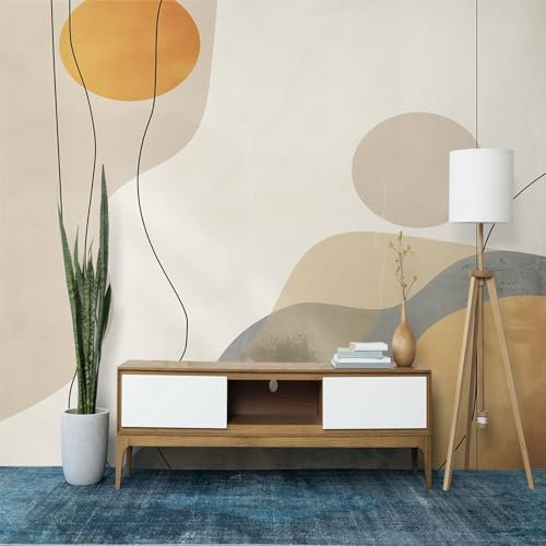 Fototapete Grau Wanddekoration, Einfacher Geometrischer Kreis Tapeten Wandtapete 250 x 175 cm (B x H), für Wohnzimmer Schlafzimmer Wandtapete Panorama Poster Wandbild für Kinderzimmer