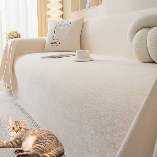 HLTQL Sofa üBerzug Decke、Couch üBerzug Decke Big Sofa XXL、Ecksofa Bezug Waschbar、Sofa üBerwurfdecke 3 4 2 1 Sitzer、Couch üBerwurf SofaüBerwurf(#White,180x320cm)