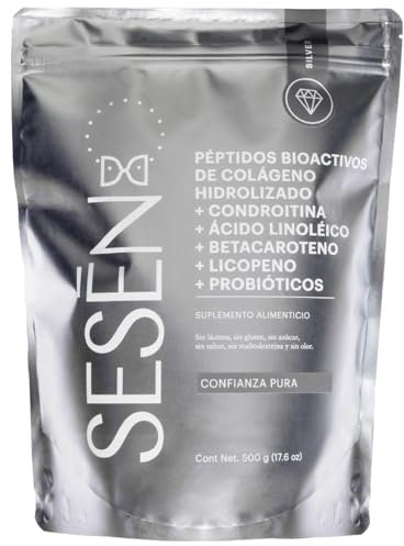 Sesen Colágeno Hidrolizado Puro en Polvo 500g, Péptidos Bioactivos de Colágeno Hidrolizado Tipo I, II y III para Pelo, Piel y Uñas, Collagen Peptides Powder, Doble Hidrólisis para Mejor Absorción