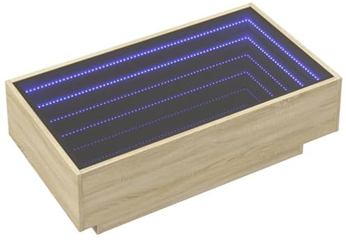 vidaXL Coffee Table with LED Sonoma Oak 90x50x30 cm Engineered Wood