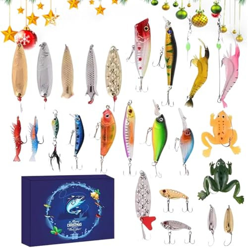 Adventskalender Zum Angeln 2024 Männer, 24 Tage Angelköder Set, Weihnachtskalender Mit Fischködern, Adventskalender Für Die Weihnachtsferien, Für Vater Und Opa