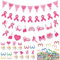 120 Stück Rosa Brustkrebs Dekoration Set, Rosa Banner Brustkrebs, Cupcake Topper, Konfetti Tischdeko, Oktober, für Brustkrebs Bewusstsein Party Supplies Deko