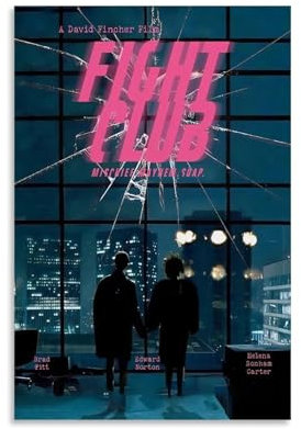GHJOPAF Klassisches Vintage-Filmposter Fight Club auf Leinwand, Gemälde, Wandkunst, Bild, Heimdekoration, Druck für Schlafzimmer, Wohnzimmer, 30 x 45 cm, ungerahmter Stil