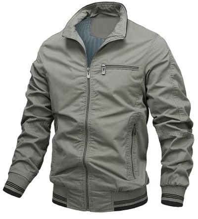 NITRY Jacke Herren Komfortabel Warm Outdoorjacke Herren Jugend Mode Trend Bomberjacken Herren Langarm Jacke Herren Casual Sport Einfarbig Jacke Herren C-Green M