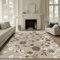 BSGIFT Tapis lavable, 140 x 200 cm, motif floral, vintage, à poils courts et antidérapant, pour salon, chambre à coucher, cuisine, salle à manger, salon - Tapis esthétique marron