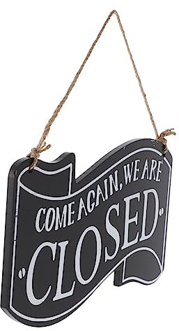 CHILDWEET Doppelseitiges Holz Türschild Hängeschild Vintage Retro Stil Für Bar Restaurant Geschäft Hochwertiges Holzmaterial Dekoratives Tür Fensterschild Langlebige Verarbeitung Schwarz