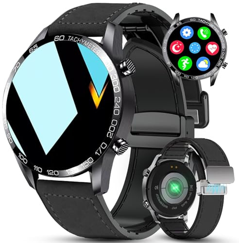 LOYEWAIER Men Smart Watch for Android iOS Bluetooth Calls Voice Chat Heart Rate Sleep Monitor Fitness Tracker 1.3 Full Touch Screen IP67 Waterproof Stainless Steel Activity Tracker for Men