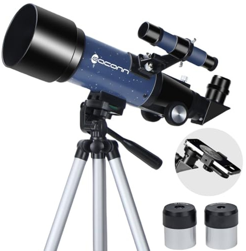 Telescopes, Telescope for Kids and Adults Beginners, 70mm Aperture 400mm Focus Length Refractor Travel Telescope with AZ Mount for Observe The Moon and Landscape (Blue)