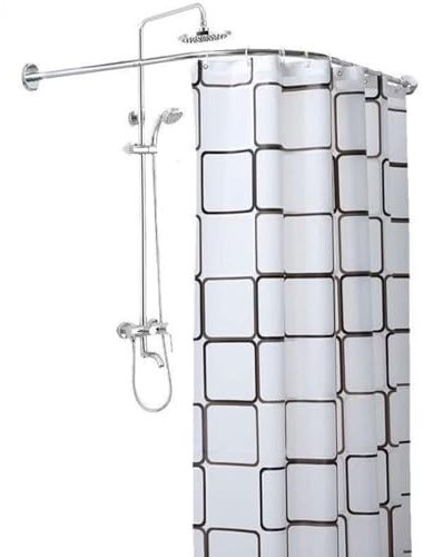 Serenitison Barre de Douche Extensible Angle U,Tringle Douche Angle,Tringle à Rideau de Douche,Barre de Douche en Acier Inoxydable en Forme d'éventail,Convient aux salles de Bains et aux douches