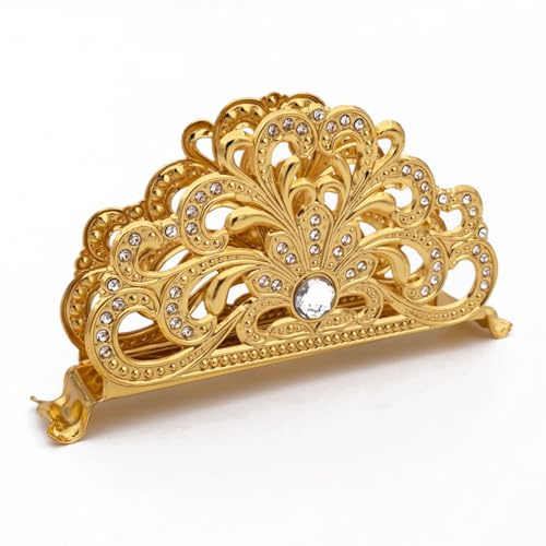Luxueux Porte-Serviettes Doré pour Table – Élégant Support à Serviettes de Style Européen avec Strass – Distributeur de Mouchoirs en Métal pour Maison, Restaurant, Hôtel, Café (D)
