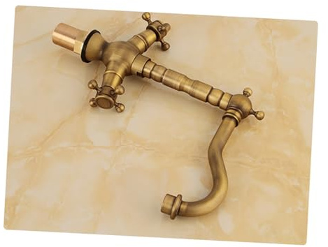 Küchenspülenarmatur aus Messing mit Einhebel, Warm und Kaltwasser, 8mm | Antikmessing Finish in Gold, Einfache Montage mit Zubehör, für Spülbecken und Küchenbereich