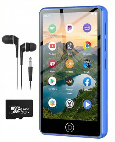 AGXOV Reproductor MP3 de 80GB con Spotify, Bluetooth y WiFi, Reproductor de música con Pantalla táctil de 4,02 Pulgadas Integrado con Spotify, Amazon Music, Deezer, Radio FM, Grabador de Voz, Negro