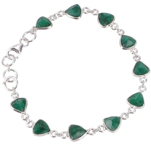 GURU SHOP Indisches Boho Silber Armband, Edelsteinarmband, 925 Silber | Filigrane Fassung, flexible Länge 16,5-20 cm, eleganter Boho-Stil, leuchtende Amethyste, einzigartiges Schmuckstück