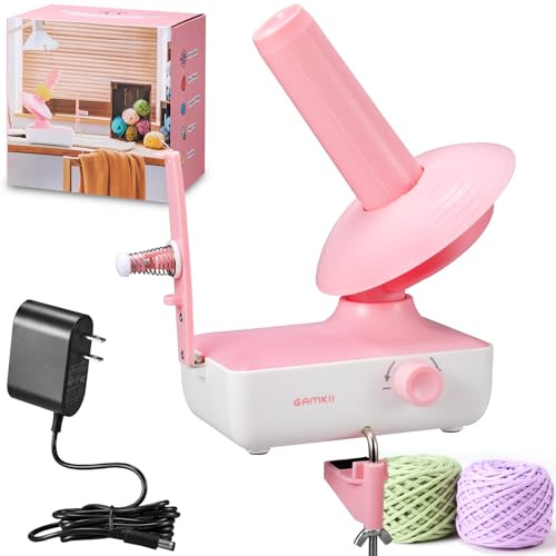 GAMKII Automatic Yarn Ball Winder, Electric Yarn Winder 10oz Large Capacity Yarn Roller for Crocheting Knitting, Adjustable Strong Spring Tension Yarn Cake Spinner Roller Swift