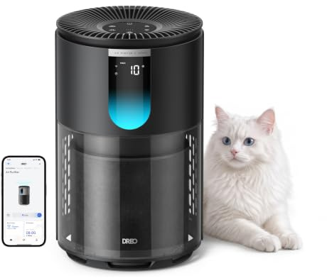 DREO Air Purifier for Pets, Ultra Quiet Air Purifiers for Bedroom, 3 in 1 HEPA-Grade Filtration in Sleep Mode Captures 99.97% Pet Hair Dander Odors Dust Pollen Smoke, PM2.5 Sensor