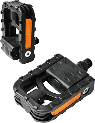GORIX Bike Flat Pedals Folding Faltbar mit Reflektor Road Mountain MTB Fahrrad (GX-F55) (schwarz)