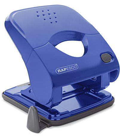 Rapesco 1542 X5-40ps Perforadora de 2 Agujeros Menos Esfuerzo, Capacidad 40 Hojas, Azul