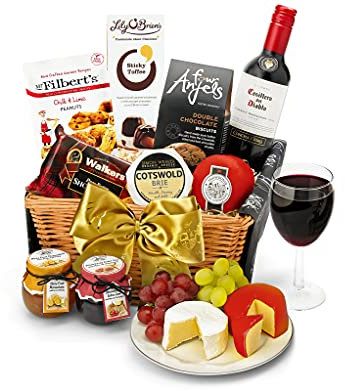 Downton Red Wine Gift Set - Christmas Food & Drink Gift Basket with Gourmet Cheese, Chocolates & Biscuits - Luxury Christmas Hampers for Men & Women, from Regency Hampers
