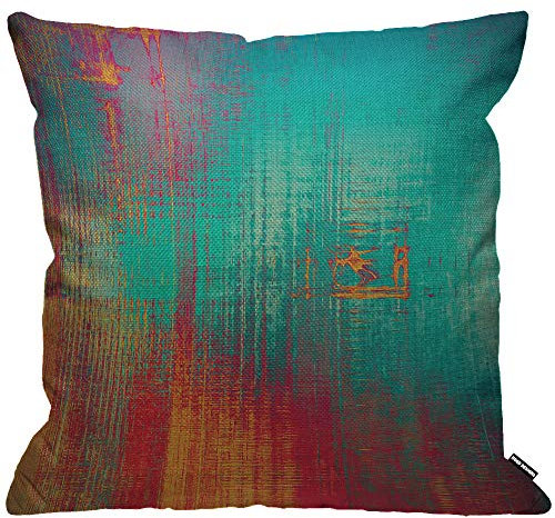 HGOD DESIGNS Abstrakter Kissenbezug, Vintage-Textur, mit Farbe Blau, Cyan, Gelb, Rot, Lila, Rosa, Dekokissenbezug für Wohnzimmer, Schlafzimmer, Sofa, Stuhl, 45 x 45 cm
