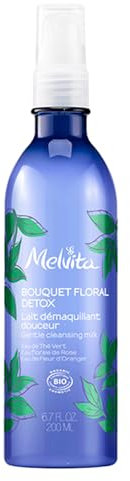 Melvita, Latte Struccante Dolce Biologico per una rimozione del trucco delicata ed efficace, arricchito con estratti floreali lenitivi, idratazione ottimale, 200 ml, Gamma Bouquet Floreale