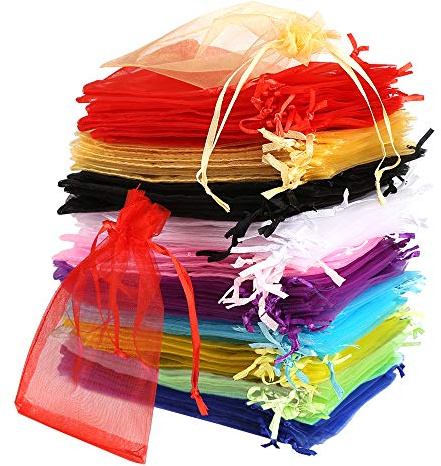 Vegena Organza Säckchen,100 Stück Organzabeutel 13 cm x 18 cm Organzasäckchen Kordelzug Geschenk Beutelchen Hochzeit Beutel für Hochzeit Bonbonsbeutel Festival Party Schmuckbeutel 10 Farben