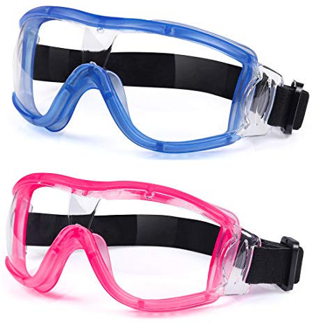 COMLZD Schutzbrille Kinder für Nerf Spielen Stoßfest Gläser Beschlagfrei Verstellbarer Riemen Passform für 5-12 Jahre (Blue-Pink)