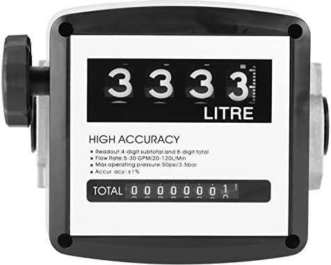 Mechanical Fuel Meter Meter, 1% High Accuracy 1 Inch 4 Digital Diesel Gas Fuel Oil Meter Diesel Counter Gauge