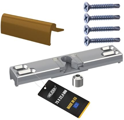 NAJDER Balkongriff mit fester Verriegelung, Korrosionsbeständig, Eloxiert, mit Aluminium, mit Befestigungsschrauben, Set, Premium Qualität (Farbe: Gold)
