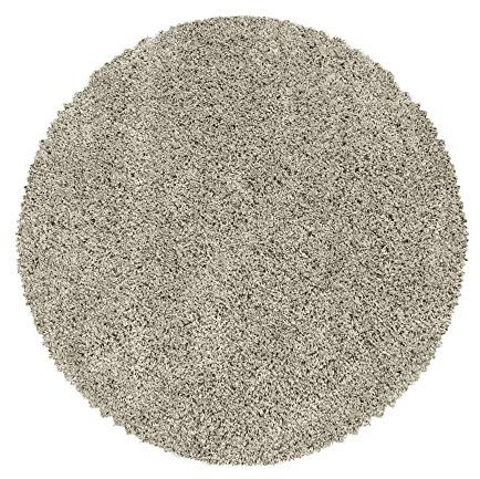 Teppium Moderner Hochflor Teppich Wohnzimmer 120 cm Rund Natur - Shaggy Flauschiger Teppich, Extra Weich, Pflegeleicht und Einfarbig - für Schlafzimmer, Küche und Esszimmer