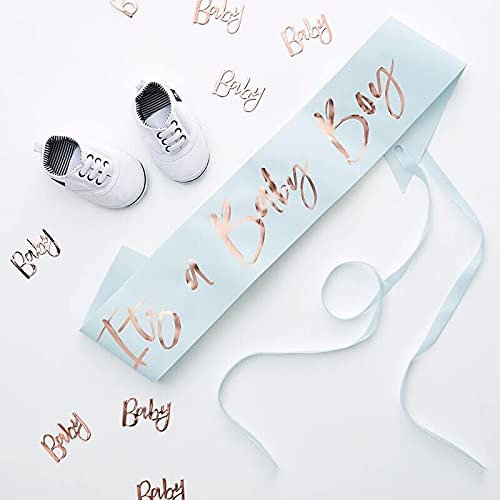 Miss Lovely Schärpe Bauchband Baby Boy blau & rosé-Gold Zubehör Baby-Party Baby-Shower-Party Deko-Accessoire-s Schwangerschaft & Geburt Junge - Dekoration Gender-Party Boy or Girl