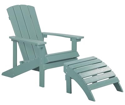 Beliani Moderner Muskoka Gartenstuhl Kunstholz Türkis mit Hocker Armlehnen Adirondack