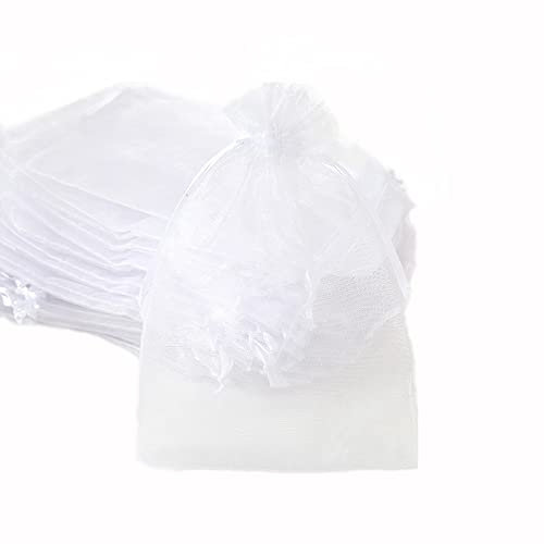 100 Stück Organza Säckchen Zum Befüllen,Organzabeutel Geschenkbeutel Kordelzug Säckchen Organzasäckchen für Festival Party Hochzeit Bonbonsbeutel,Schmuckbeutel Lavendel Geschenk Säckli,13x18cm Weiß