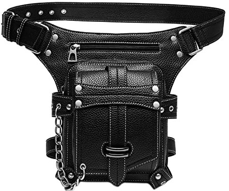 Punk Gürteltasche Bauchtasche Oberschenkel Bein Hüfttasche für Wandern Camping