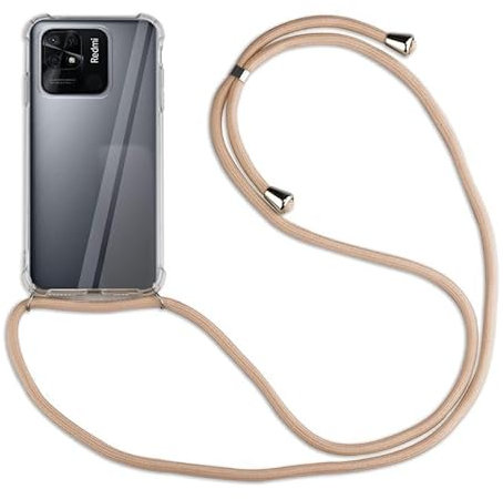 betterfon Hülle Kompatibel mit Xiaomi Redmi 10C | Handykette Smartphone Halskette Hülle mit Band | Handyhülle mit Kordel zum Umhängen Kompatibel für Redmi 10C | Beige/Braun