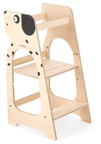 Mamatoyz Kule Cane Mehrzweck-Montessori-Lernturm - Lernturm aus natürlichem Birkensperrholz mit 3 einstellbaren Höhen, ohne scharfe Kanten, mit abgerundeten Kanten