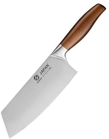 Japanisches Hackmesser - Handgeschmiedet aus Hochwertigem Carbonstahl mit Ergonomischem Griff - Für Müheloses Schneiden von Fleisch, Fisch, Gemüse und mehr - Inklusive Schutzhülle