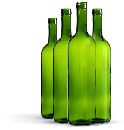 WYSKONT Bouteille 750ml Bordeaux 48 pièces - Bouteilles de vin vide pour brasserie à la maison - Boîte de rangement pour boissons - Décoration de service - En verre vert