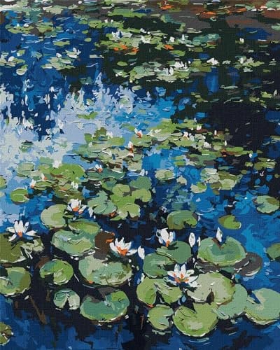 IDEYKA Malen nach Zahlen Wasserlilien. Claude Monet 40x50 mit Holzrahmen Komplettset Feiertagsgeschenke DIY Acrylmalerei