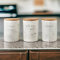 HOMELOX Set Of 3 Tea Coffee Sugar Ceramic Canisters with Bamboo Lid kitchen Decor Storage jars - Marble