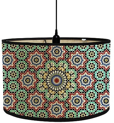 FANSU Lampenschirm fuir Tischlampe, Lampenschirm Hängelampe Lampenabdeckung für E27 Stehlampe Exotisch Böhmen Tischlampe Deckenleuchte Wohnzimmer Moderner Deko (30x30x20cm,Mosaik)