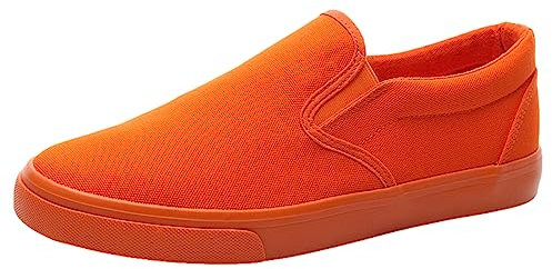Jamron Hombre Color Sólido Slip On Zapatos de Lona Zapatillas Casual Sneakers Plimsolls Naranja SN0706142 EU44.5