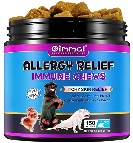 Itch and Immunity Treats for Dogs, Dog Allergy Relief, Dog Anti Itch Treats, Skin& Coat Healthier, for All Breeds and Sizes, 150 Chews, Peking Duck Flavor